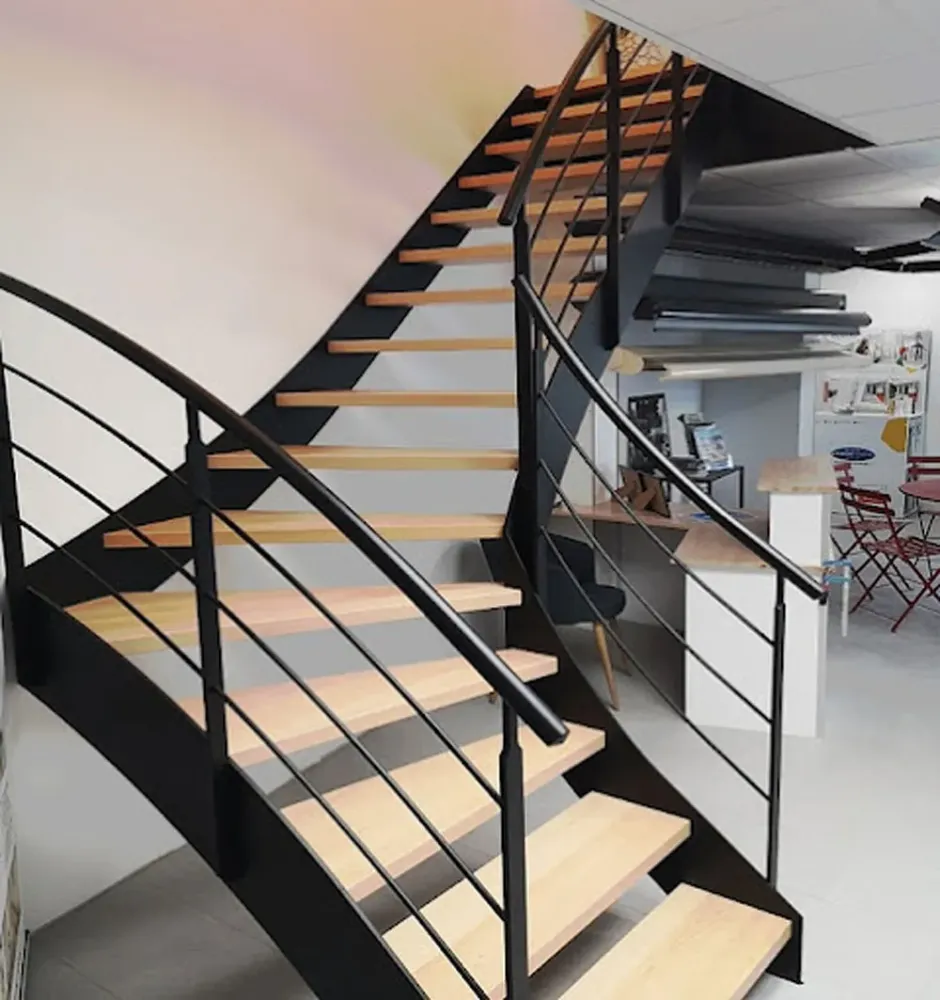 Escalier-métal-et-bois